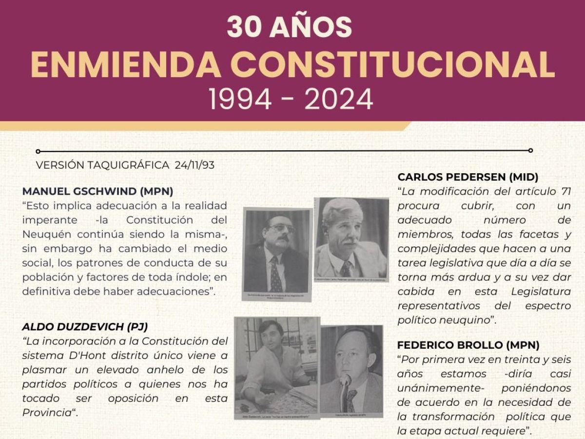 A 30 años de la enmienda de la Constitución de la Provincia de Neuquén de 1994