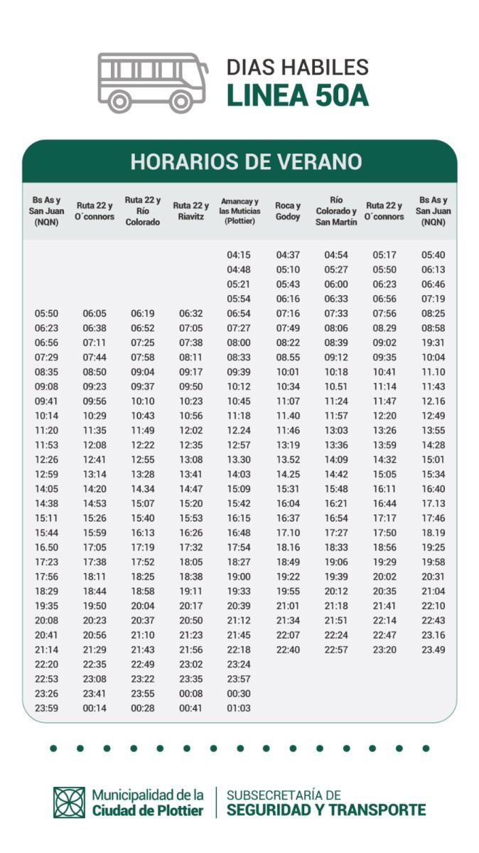 Horarios de verano del cole a Plottier