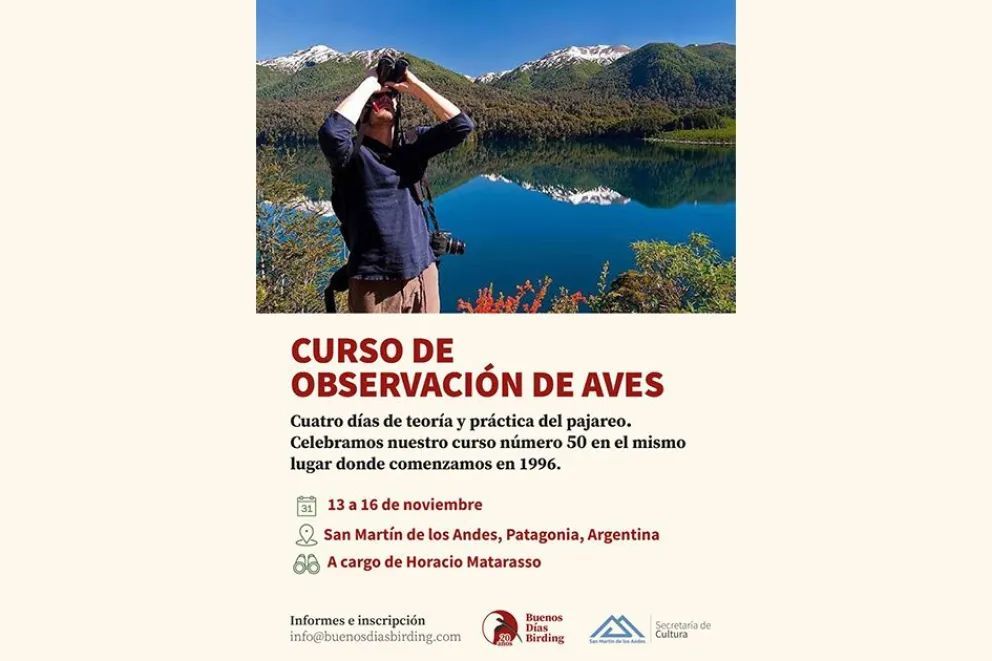 Invitan a un curso de observación de aves y ornitología en San Martín de los Andes