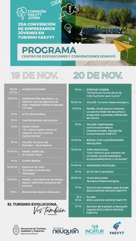 La segunda convención de Empresarios Jóvenes en Turismo llega a Neuquén