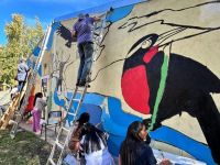 La comunidad escolar de la Escuela Primaria Rural 278 inauguró un gran mural 