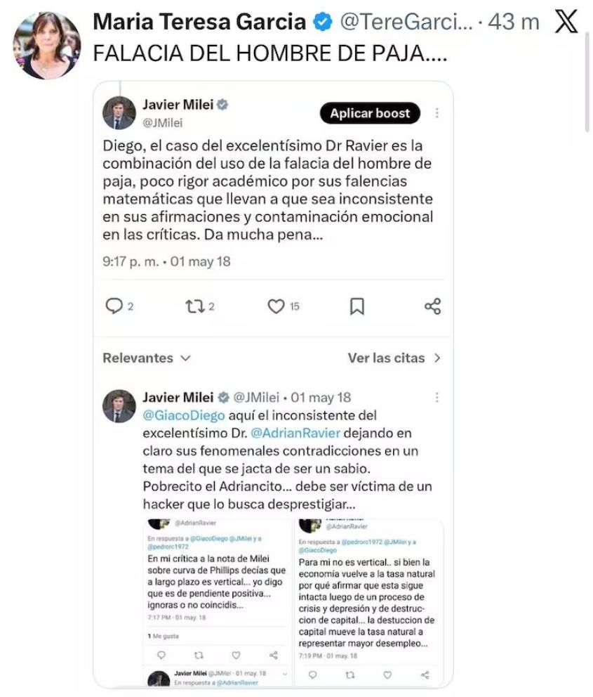"Chanta", "burro", "imbécil total": los viejos cruces de Twitter entre Milei y su nuevo vocero presidencial 