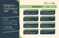 El Registro Civil Móvil informa su cronograma para la segunda quincena de septiembre