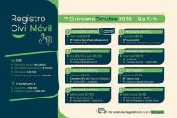 Cronograma del Registro Civil Móvil y Maletín Portátil para la primera quincena de octubre
