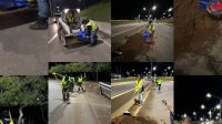 Más de 70 trabajadores de la Municipalidad de Neuquén realizaron un operativo nocturno de limpieza y mantenimiento en avenida Raúl Alfonsín